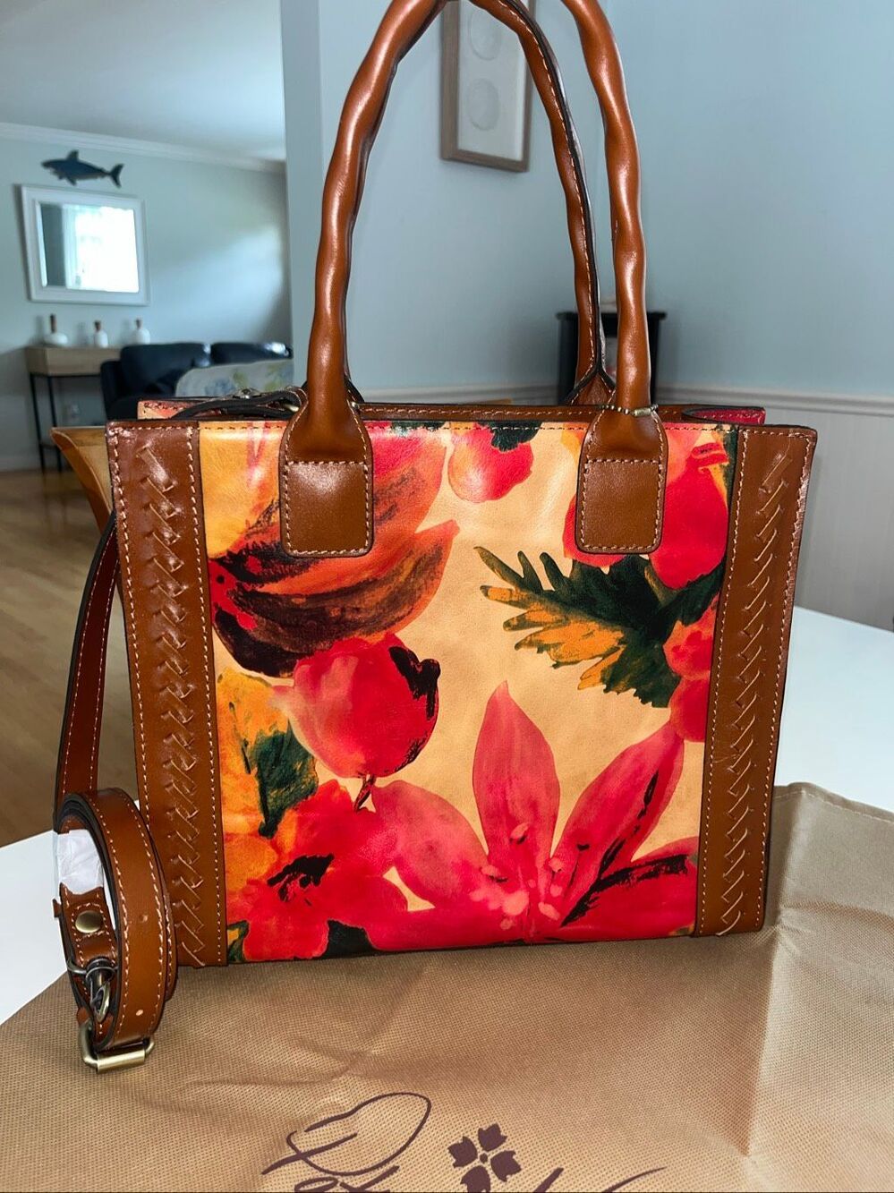 NWT DILLARDS Patricia Nash Spring Multi Curry leather tote bag vibrant floral de - Picture 4 of 7